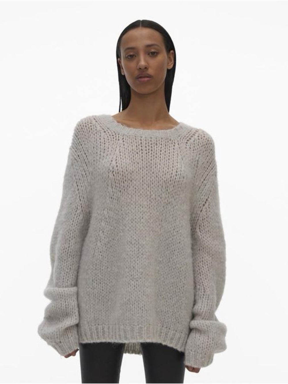 Helmut Lang Light Gray Oversized Crewneck Sweater